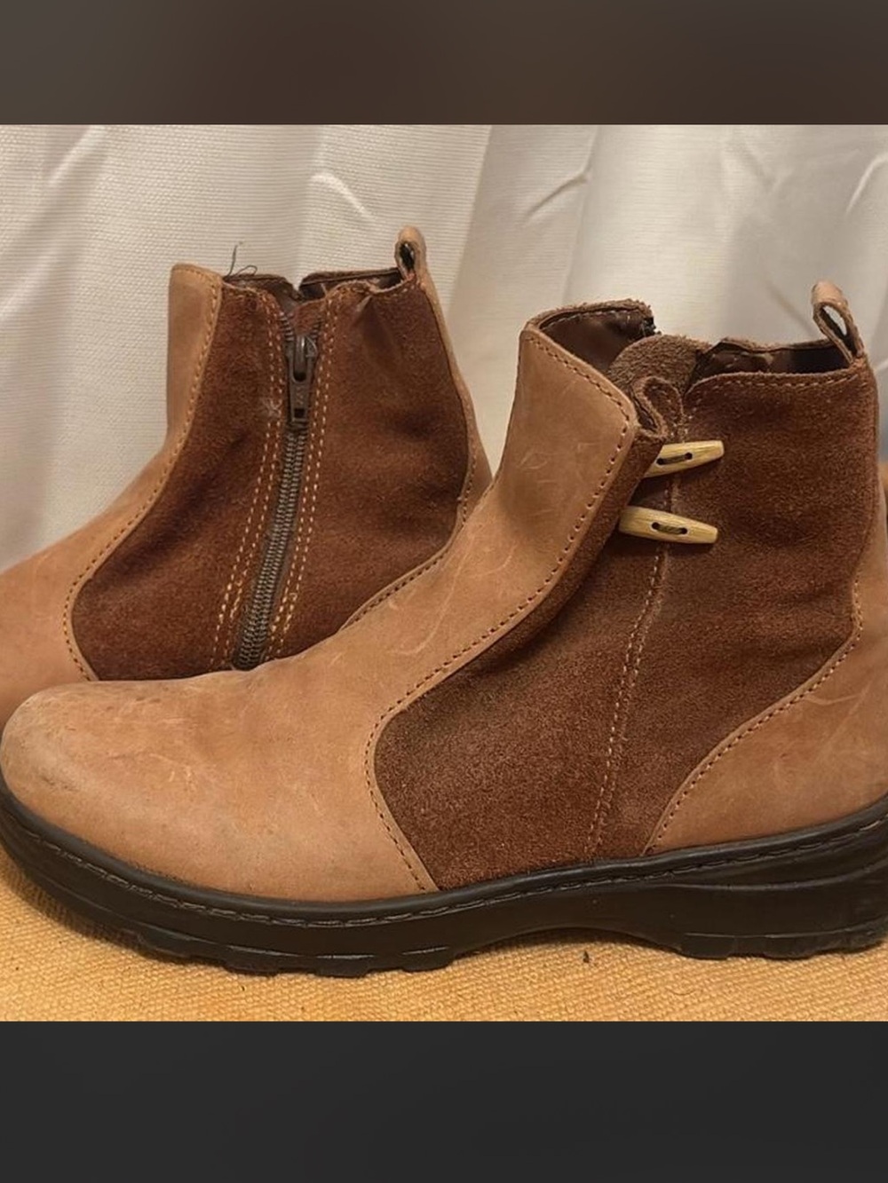 Women's Brown Suede Leather Zip Ankle Boots